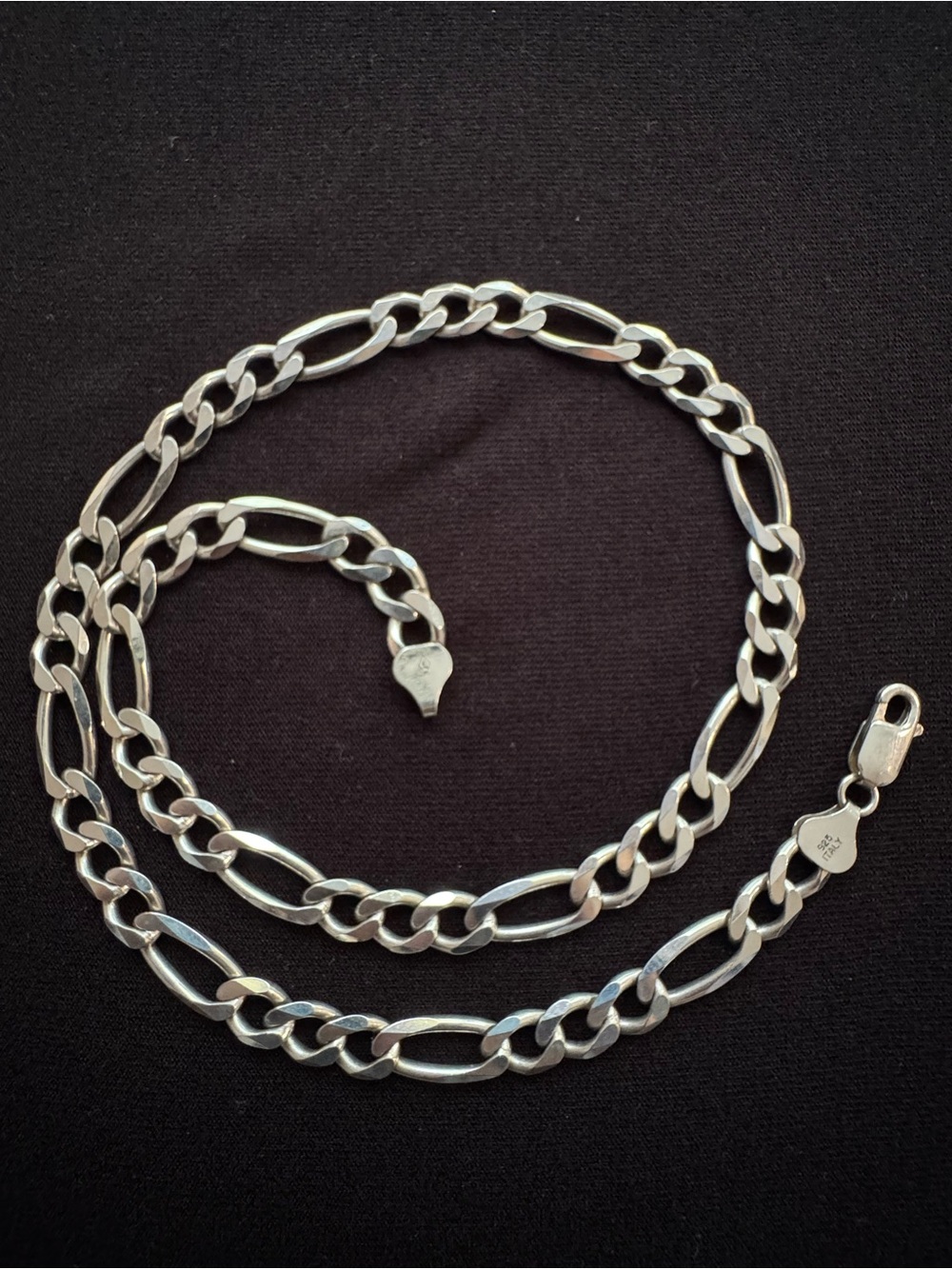 Sterling Figaro Chain Necklace in Silver